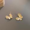 Elegant Butterfly Stud Earrings: Copper Alloy with S925 Silver Needle, Micro-Inlaid Design