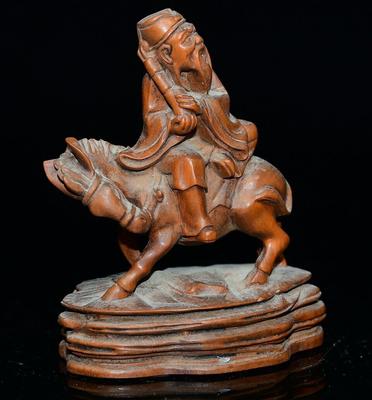 Chinese Boxwood Wood Carving Figure Statue Wooden Sculpture Home Decor Art
