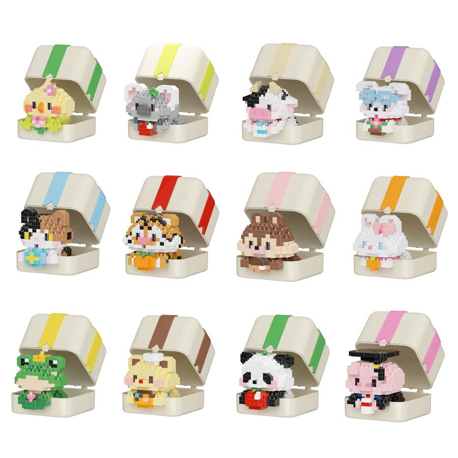 Cute Pet Series Gift Box Plastic Building Blocks DIY Assembled Toys Animals Toys For Kids Birthday Christmas Gifts