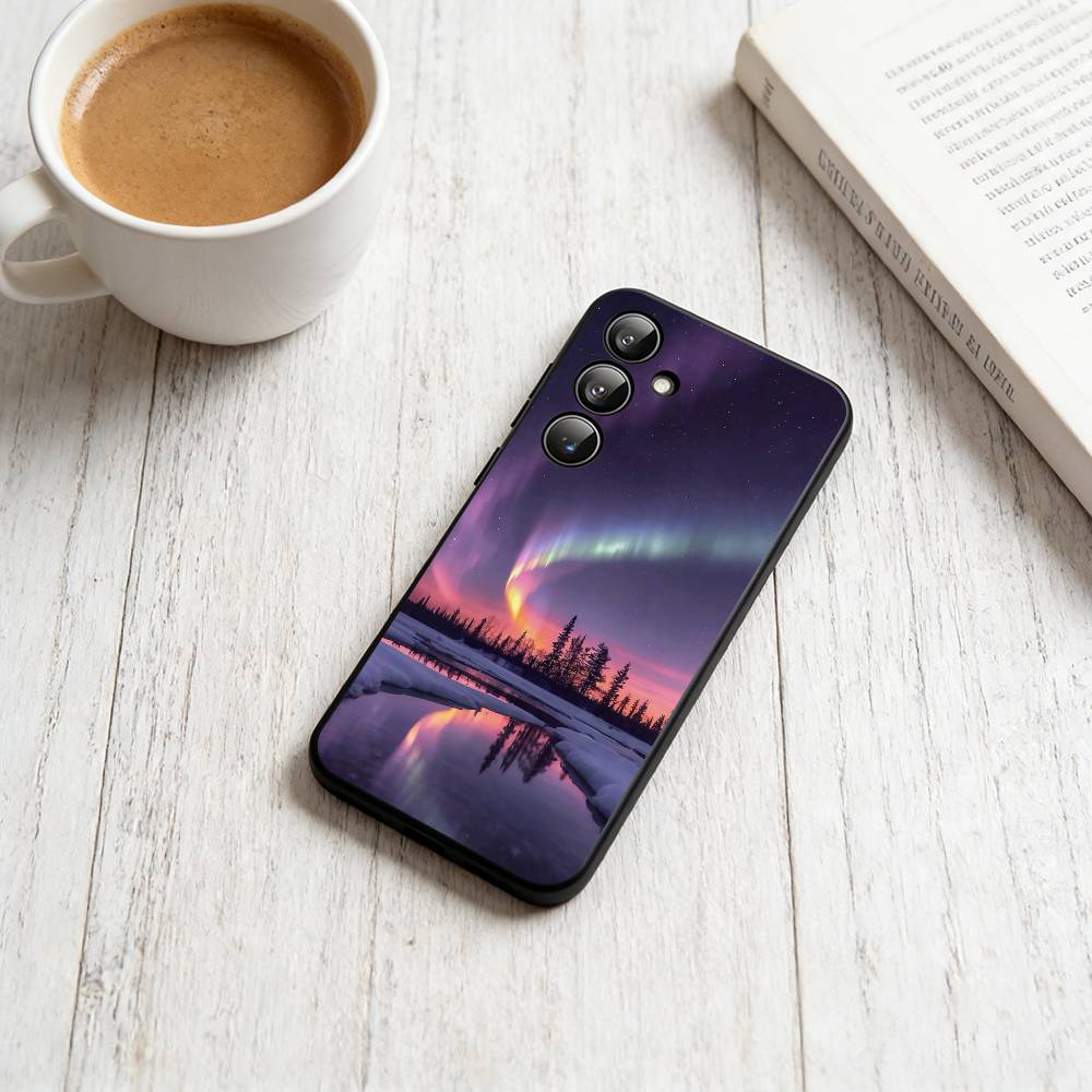 Northern Lights  Phone Case Black Silicone Soft For Samsung Galaxy A73,A72,A71,A70,A53,A52,A51