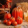 Artificial Assorted Pumpkins  Fake Artificial Maple Leaves Halloween 7pcs
