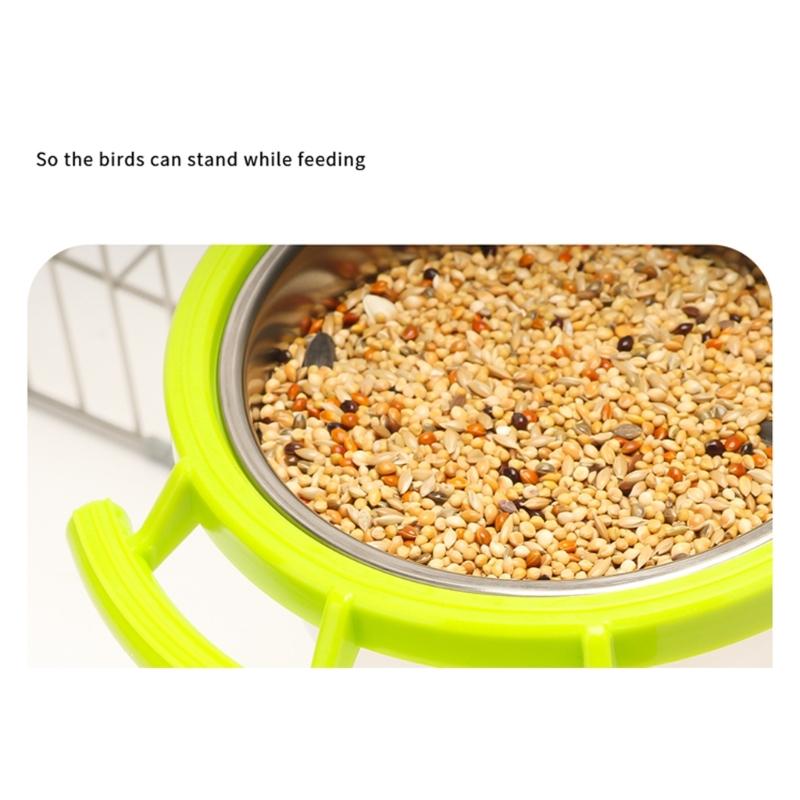 2Pieces Stainless Steel Bird Cage Feeder With Hanging Design Food Bowl Parrots Feeding Station For Easy Installation