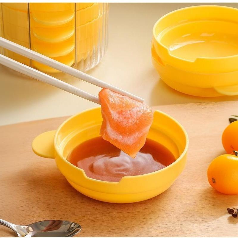 Portable Mini Sauce Dish Set With Chopstick Rest Dustproof Stackable Plastic Food Container For Kitchen