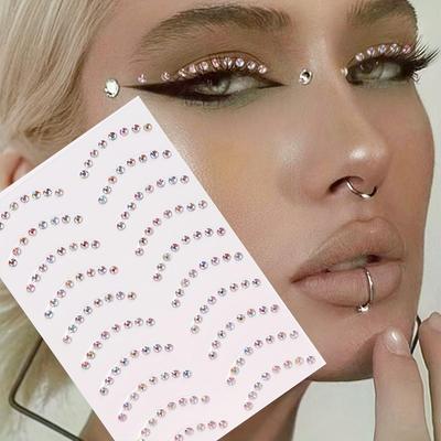Adesivi per tatuaggi monouso Gioielli per il viso Cristallo colorato Diamante fai da te Occhi Viso Corpo Trucco impermeabile Decorazioni Rhinesto