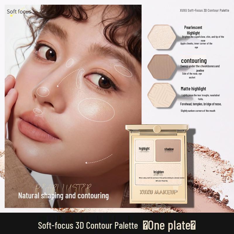 XUXU All-in-One Contour & Highlight Palette: Matte & Shimmer Shades for Women s Stereoscopic Sculpting. 6.6g