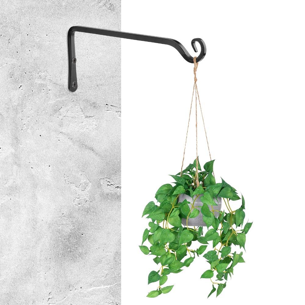 2Pcs Iron Wall Mount Hook White, Black 25.5*10.5cm Planter Bird Feeder Wall Hook Clothes Hook with Self-tapping Screws
