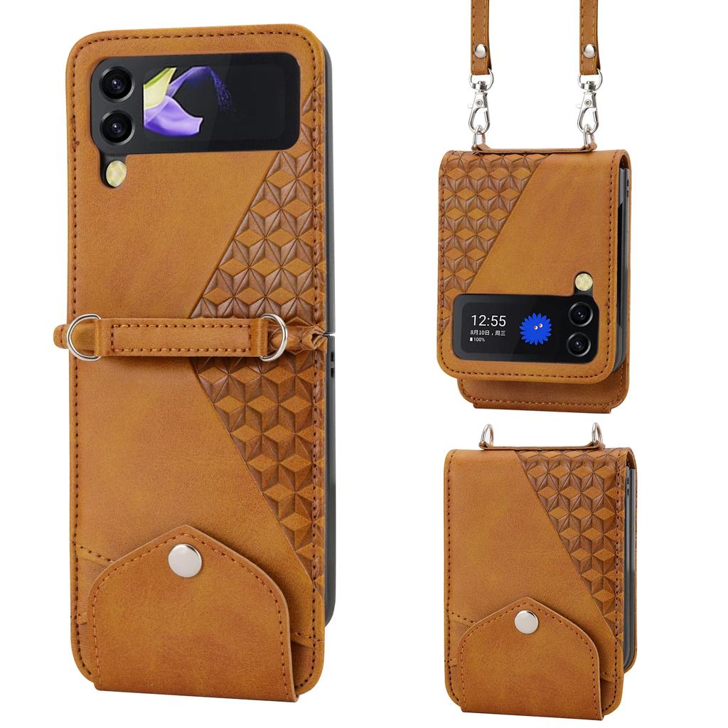 Lanyard Cards Slot Wallet Leather Case for Samsung Galaxy Z Flip 6 5 4 3 Flip3 5G Anti-Scratch Flip4 Shockproof Crossbody Cover