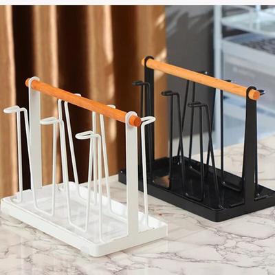 Gläser Abtropffläche Tee Tasse Halter Stehen Trocknen Rack Kaffee Becher Tumbler Organizer Holz Griff Küche Zähler Lagerung Metall Eisen