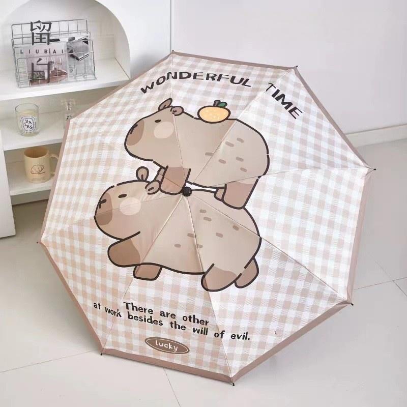 Kapibala Fully Automatic Vinyl Sunshade Dual-Purpose Sunshade Umbrella Folding Reinforcement Student Rain Umbrella