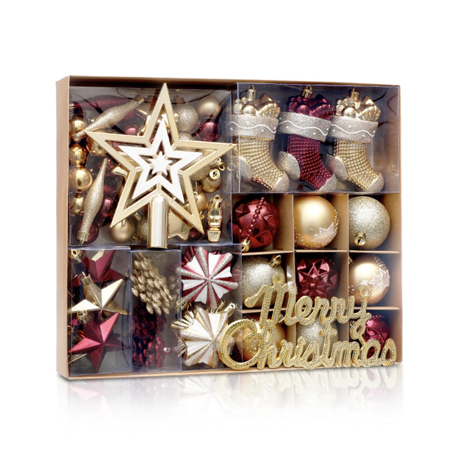 

Aurora & Stars Nordic-style Christmas Ornaments, Christmas Balls, Christmas Tree Decorations, 70 Count, Stylish and Gorgeous European-style Christmas