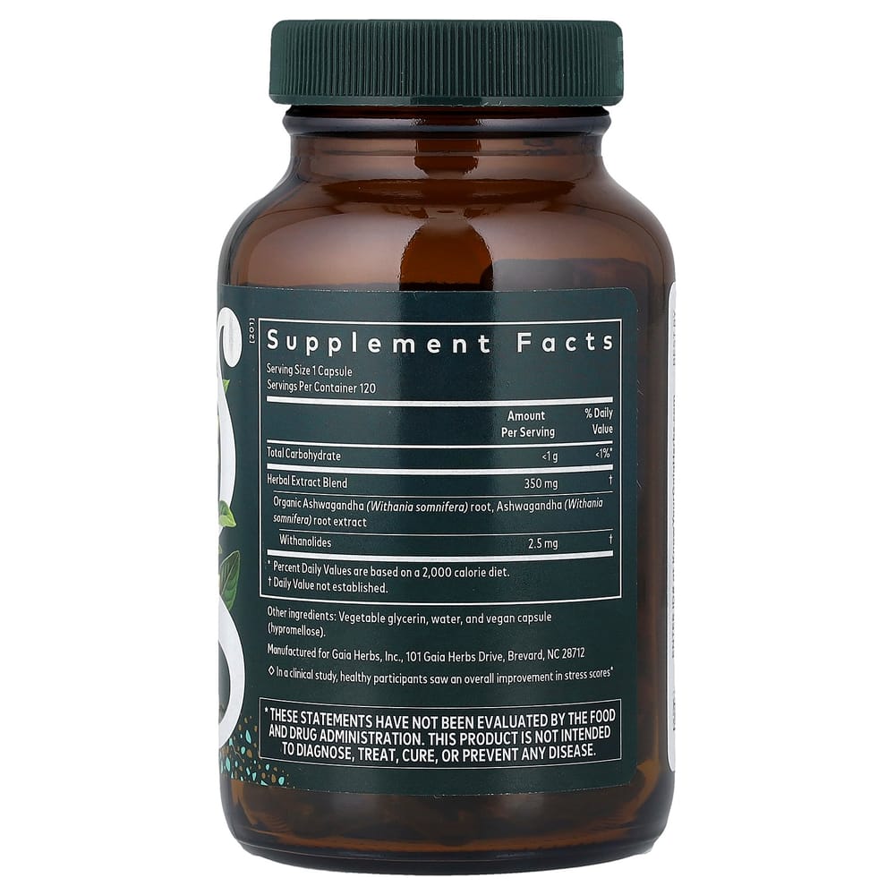 Gaia Herbs Ashwagandha Root Liquid Phyto-Capsules, 120 Vegetarian Capsules