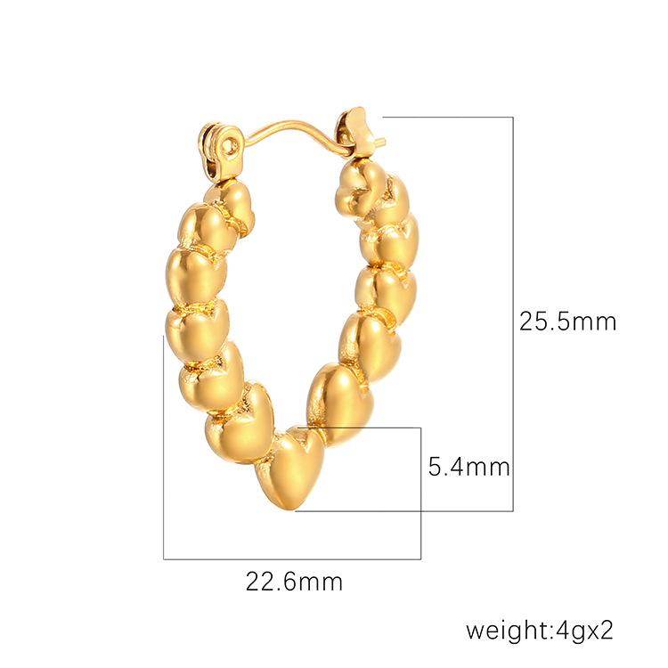 Oil Pressure Bead Love Stainless Steel Earrings High Sense Light Luxury Trend 18K Earrings