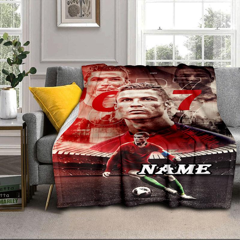 Custom Name Ronaldo's Legacy Soccer Blanket bed sofa Blanket Flannel Blanket for Camping, Hiking, Picnic Essentials,gift for family and friends
