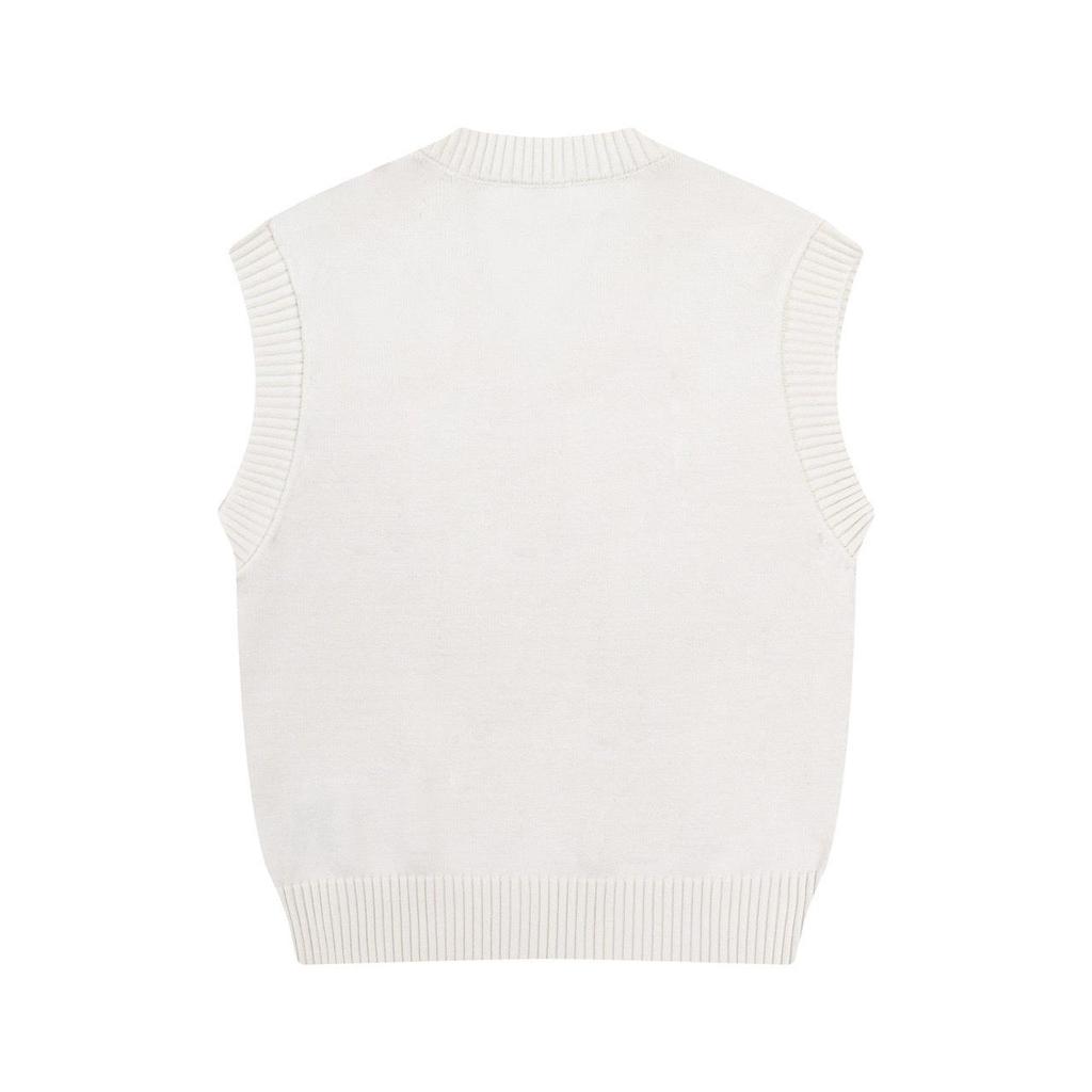 AMI 2025 Autumn and Winter Men's New Red Heart Letter V-neck Sleeveless Couple Sweater Vest