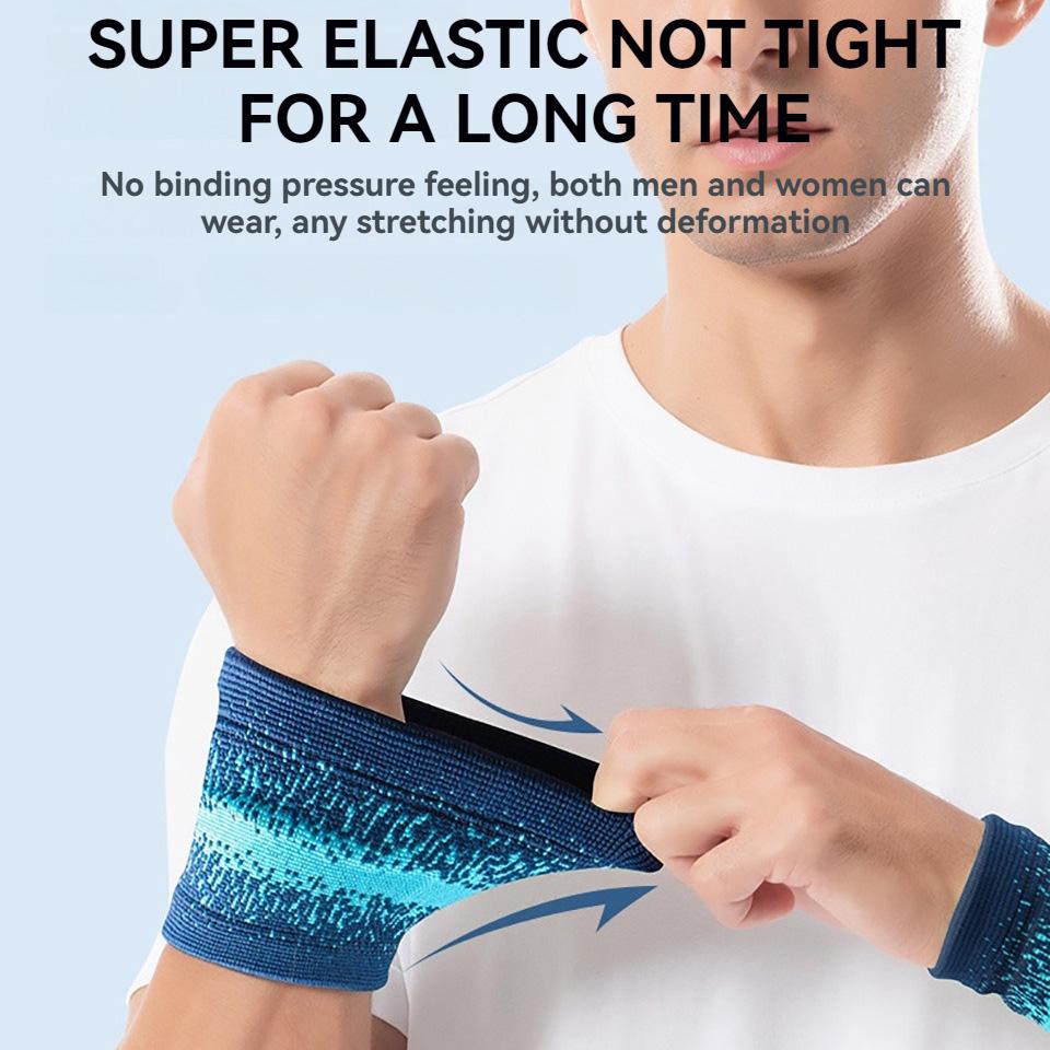 Gtubike 1 Pair Compression High Elasticity Knitted Breathable Moisture Wicking Athletic Sweatbands Sports Wristband Wrist Brace