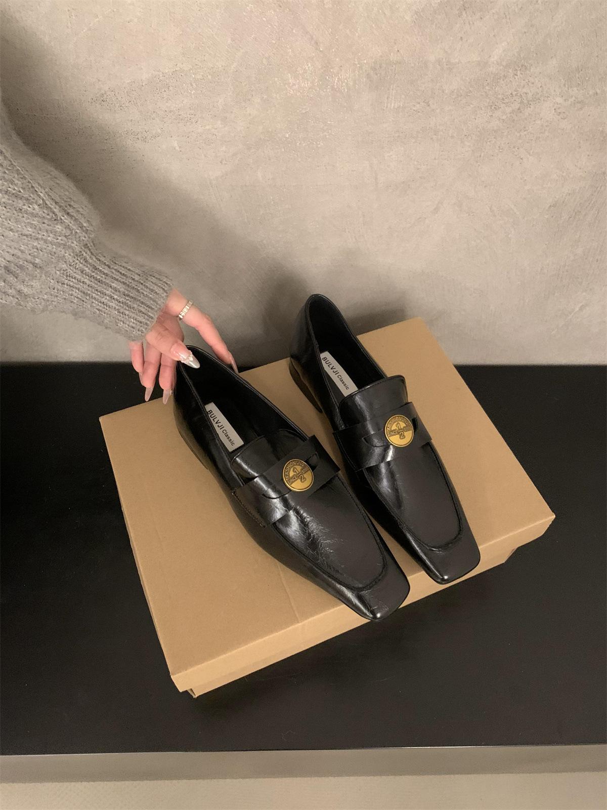 

Винтажные Mori Maillard коричневые туфли-лодочки на низком каблуке из мягкой кожи женские 2025 весна-осень туфли на мягкой подошве одинарные туфли Мюли 35 чёрный