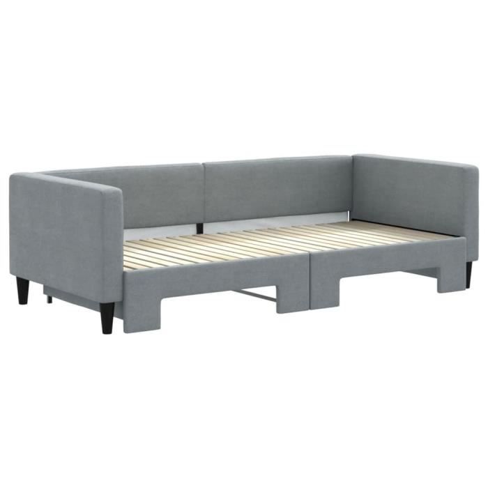 VidaXL Lit de jour avec lit gigogne gris clair 90x200 cm tissu 3196578