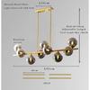 SANDYHA All Copper Gold Chandelier Pendant Light Glass Ball Lampshade LED Lamp for Living Room Dining Room Indoor Decor Home