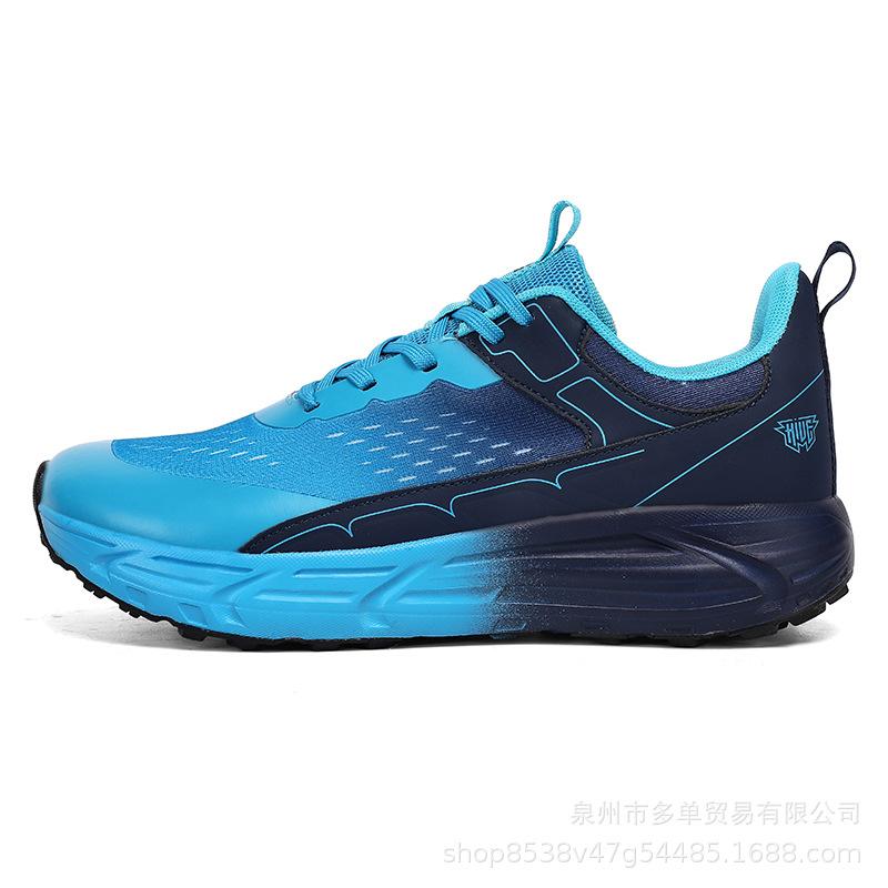 

Wide last big head shoes flying woven breathable running sports shoes thick sole comfortable casual sports running shoes 47 синій