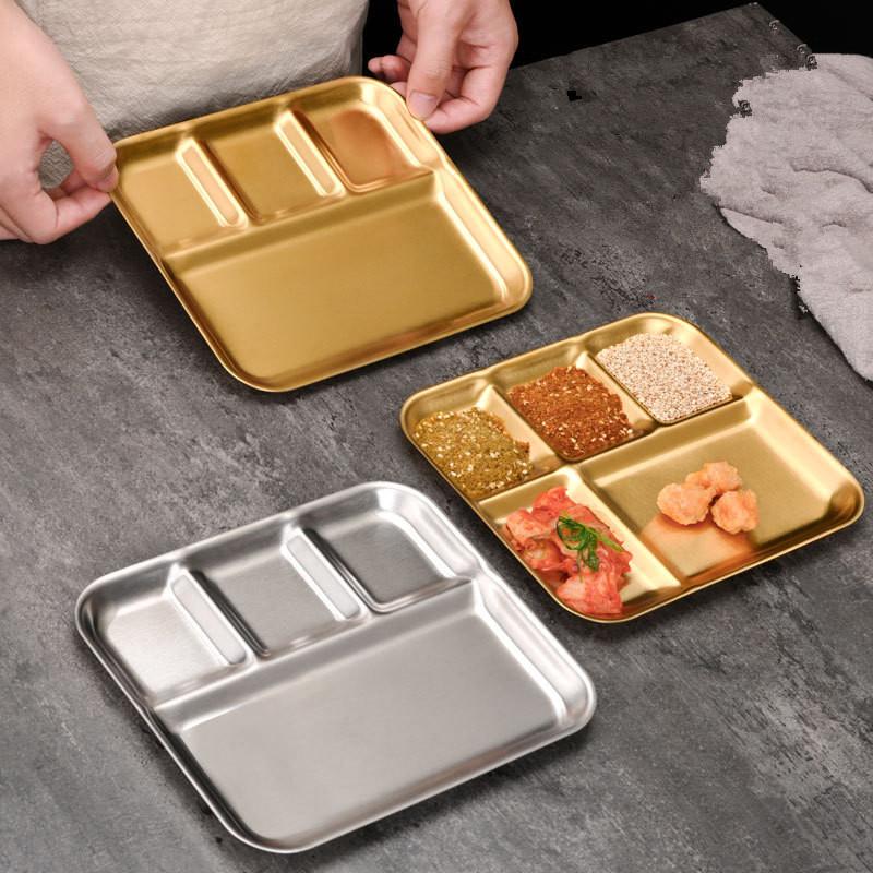 Rectangle Stainless Steel Dinner Plate Food Storage Tray Restaurant Kitchen Dish Tools
