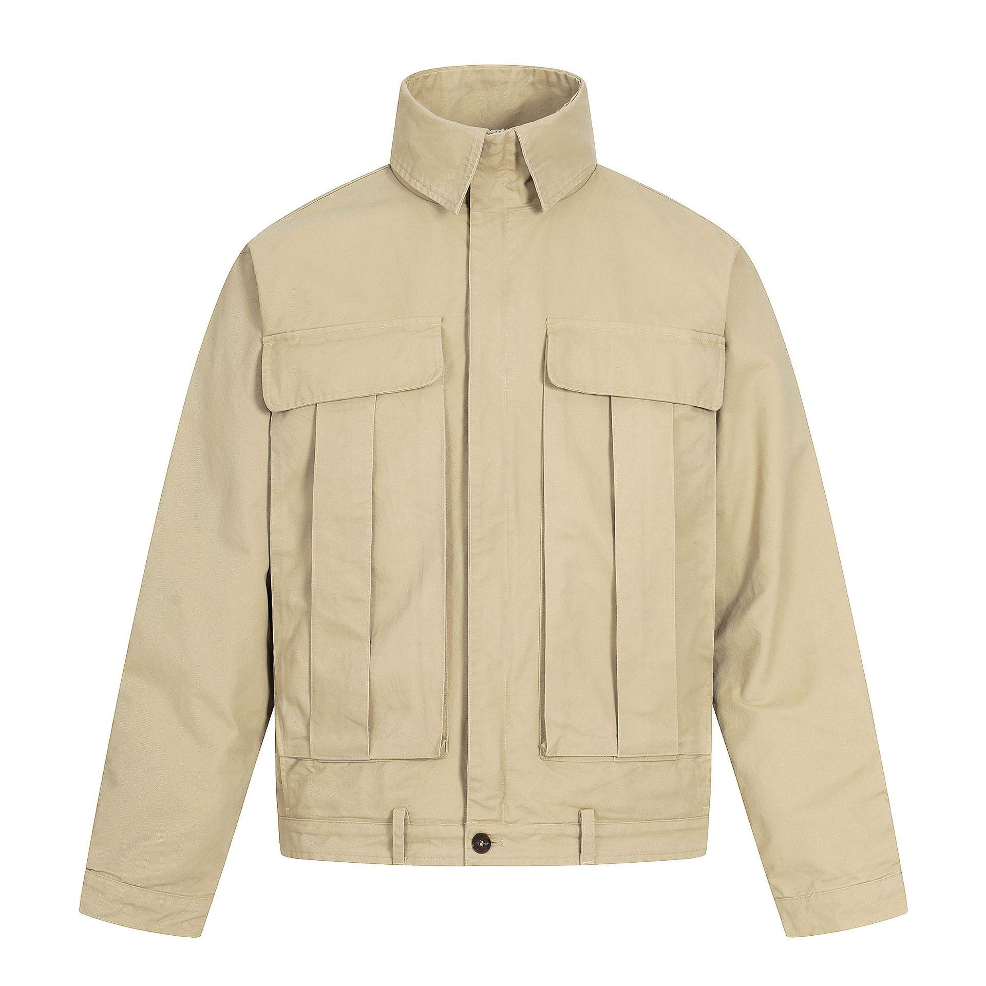 11KN Unisex Retro Khaki Lapel Jacket - Big Pocket, Long Pile Cotton, Wear-Resistant, Loose Fit XL легкие хаки