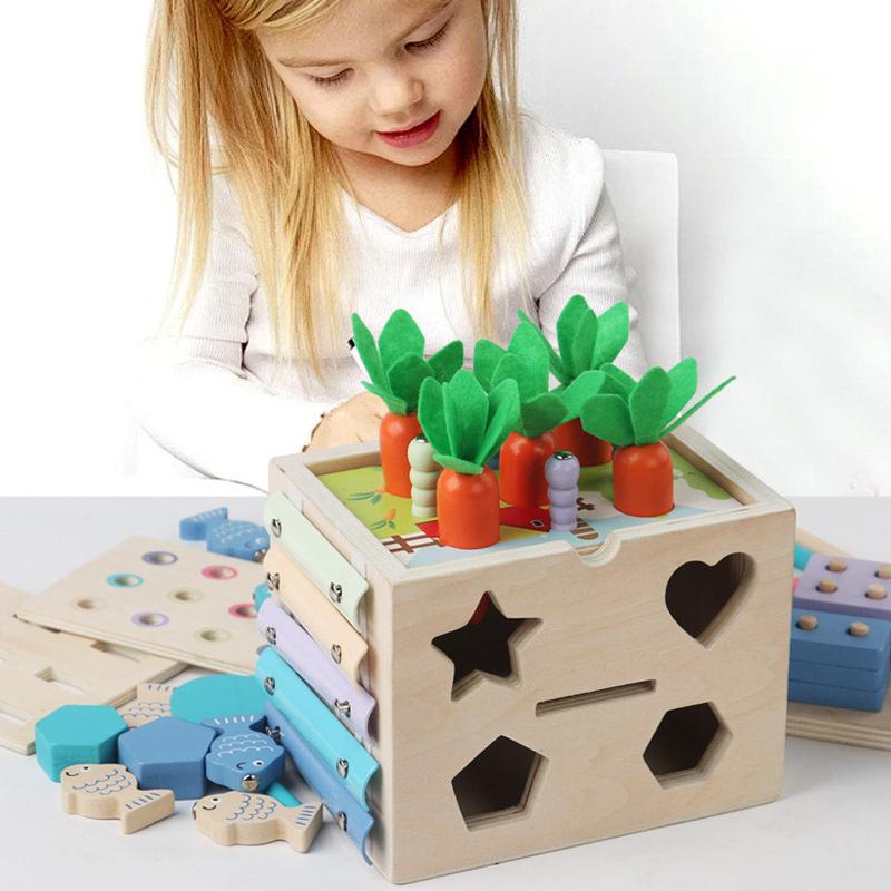 Wooden Ten-In-One Multi-Functional Intelligence Box Shape Pattern Matching Building Block Children'S Thinking Training Toy