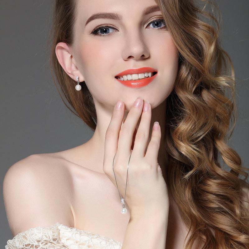 High Quality 100% Authentic 925 Sterling Silver Drop Earrings With Clear CZ Pearl For Women Fashion Jewelry CQE006