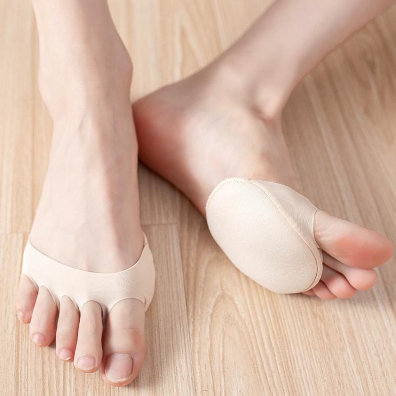 5 Pairs Women's Invisible Foot Socks Soft Open Toe Socks Comfortable Non-slip Split Toe Shock Absorbing Half Palm Socks