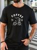 Unisexs Round Neck Tee Retro Bicycle Coffee Graphic Soft Cotton Short Sleeve City Lover Casual Summer Daily Wear Simple Basic Top