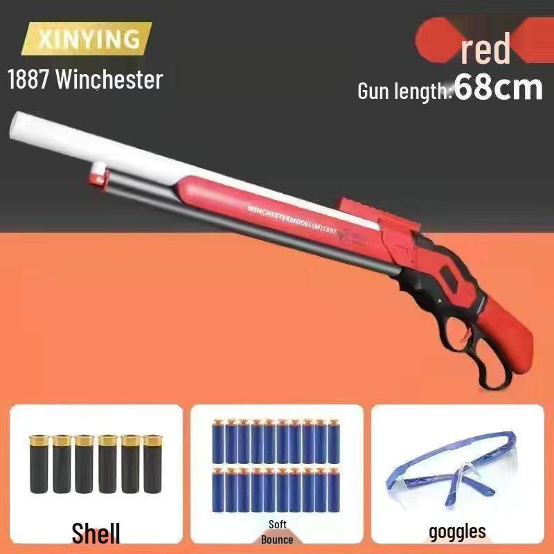

Игрушевое ружье M1887 с выбросом гильз, стреляющее мягкими пулями - Винчестер с рычажным затвором, игрушечное ружье для мальчиков