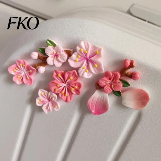 Decorative Car Decals Peach Blossom Sticker, Resin Flower Decal for Auto Motorcycle, Heat Resistant Sakura Sticker Waterproof Adhesive Bumper