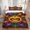 3pcs Pumpkin Halloween Bedding Set, Includes 1 Comforter + 2 Pillowcases, Without Pillow Inserts, Soft Comfortable, Lightweight Breathable070