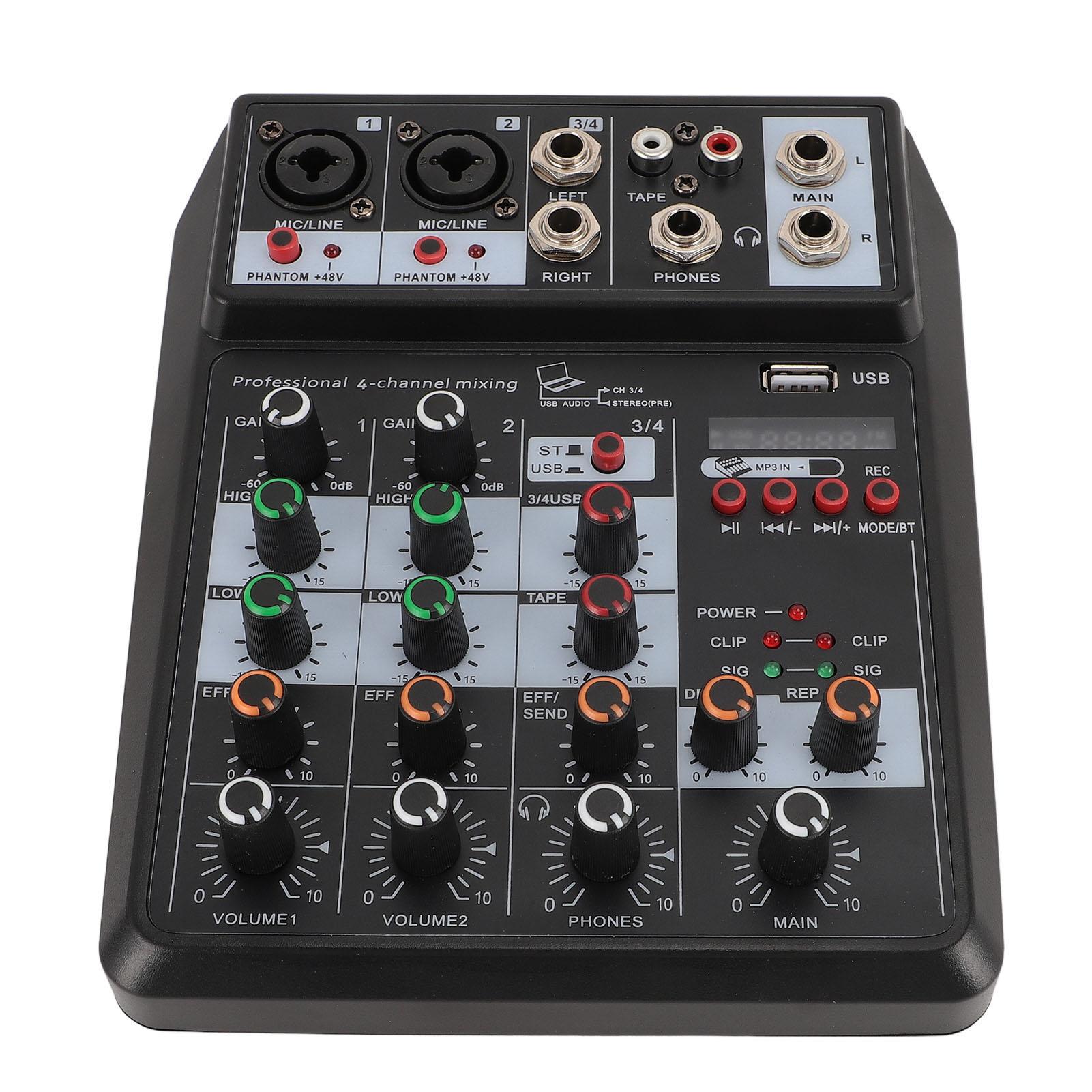 

4-канальный профессиональный звуковой микшер BT портативная звуковая микшерная консоль со звуковой картой для ПК US Plug