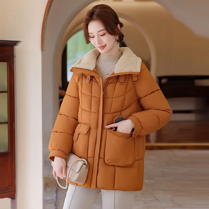 Damen Mittellange Gepolsterte Winterjacke