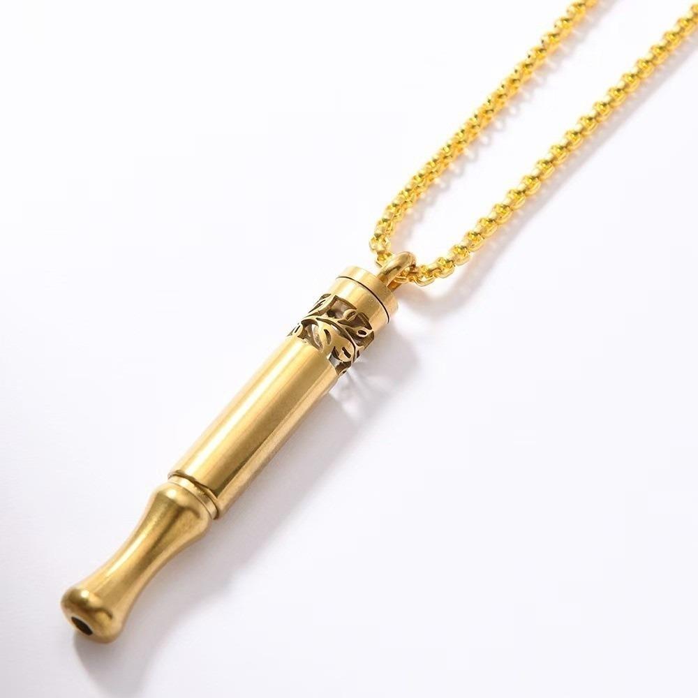 Mindfulness Training Whistle Necklace With Cotton Core Metal Relaxation Necklace Detachable Portable Decompression Necklace