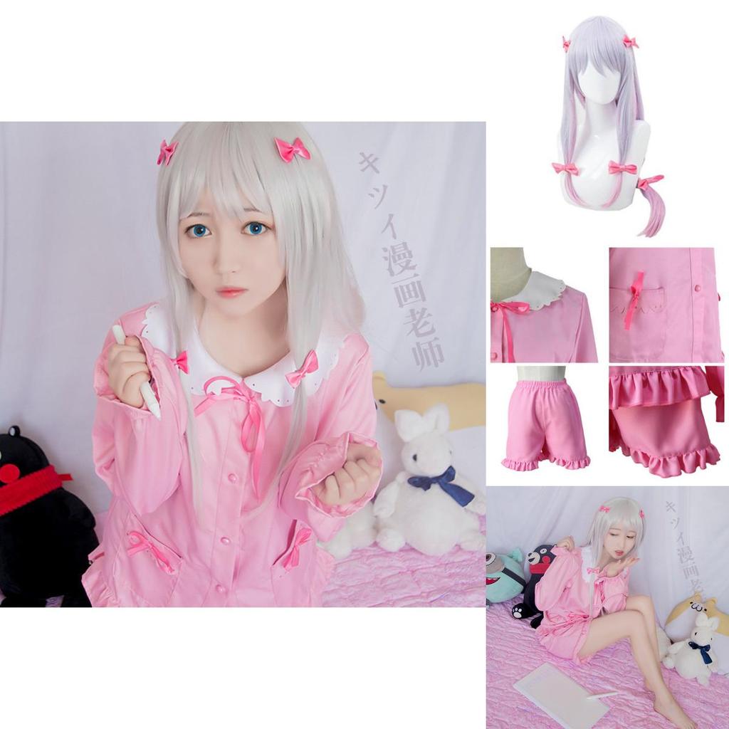 Eromanga Sensei Izumi Sagiri Pink Pajamas Costume Set With Stylish Hairpins Included