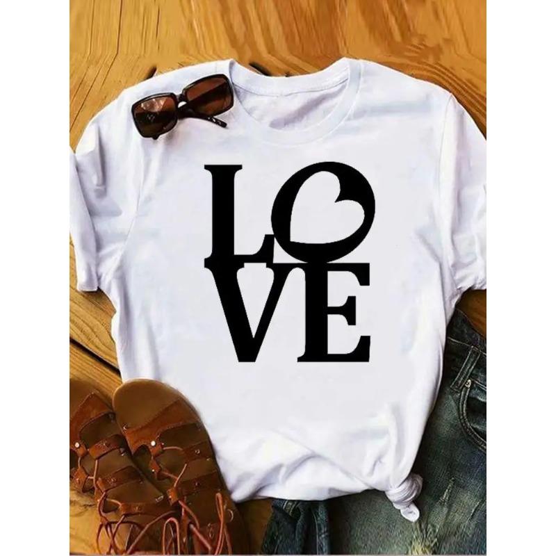 Women Female Graphic Tee Clothes Ladies Peace and Love Vintage Watercolor Summer T Clothing Print Fashion Tshirts Short Sleeve