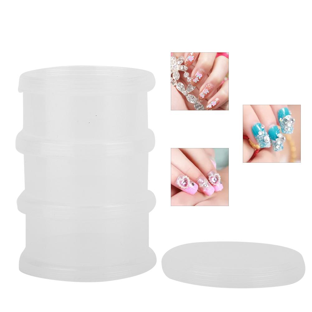 3 lager Nageldekorationssekvens Organiseringslåda Transparent Tom Förvaringslåda för Nagelkonst