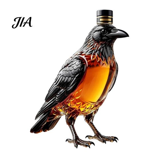 Whiskey Decanter Crow Decanter, 350ml Capacity Liquor Glass Bottle, Gift for Lovers Decorative Alcohol Dispenser Home Kitchen Bar Storage Container