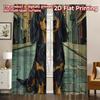2D FLAT PRINTING 2pcs Curtains (Without Rod) Dog In City Street Popular Popular Curtain Yarn Curtains Present Use for Bedroom &