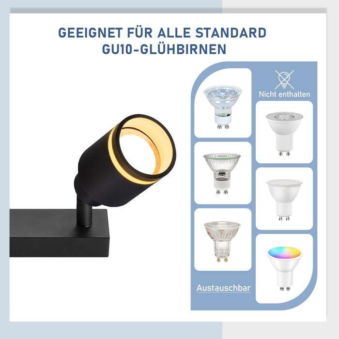 Plafonnier - NETTLIFE - Spot de plafond noir moderne - 3 ampoules GU10 - Orientable 350° - Métal noir