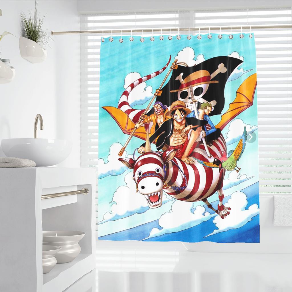 One Piece Anime Shower Curtain, Bathroom Accessories, Decor Curtains For Living Room, Cute And Funny  Christmas Gifts