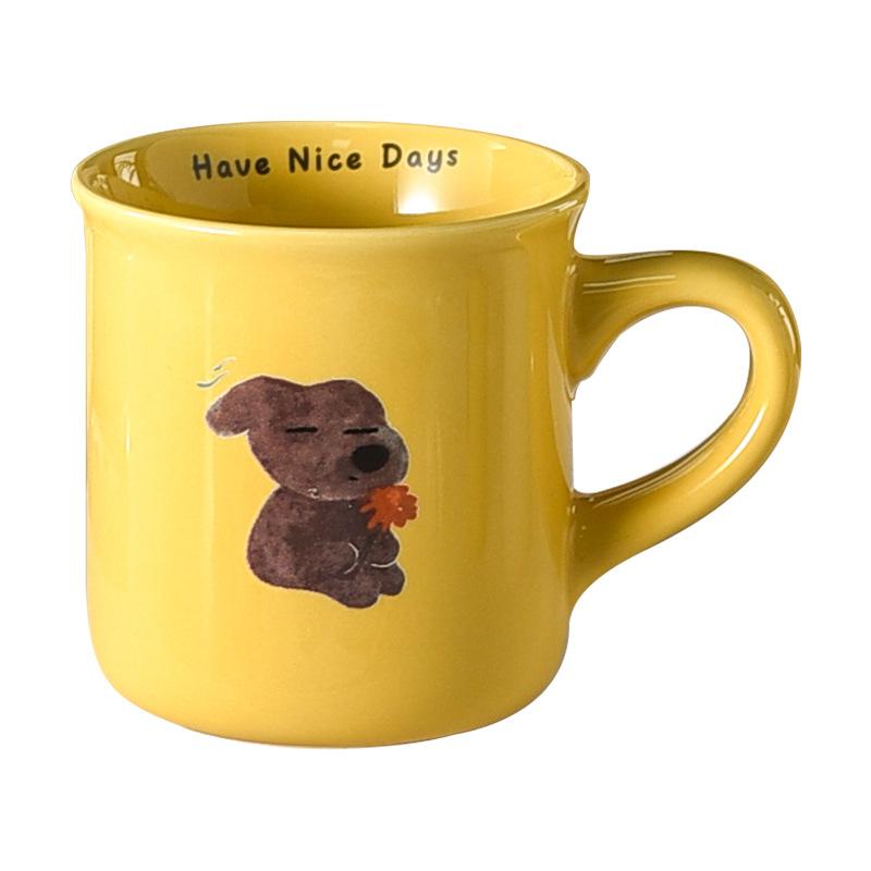 

Молочный Фуфу Щенок Открытая чашка Ретро Кофейная чашка Кружка для мальчиков Маленькая вместимость Ученики начальной школы Керамика 280ml