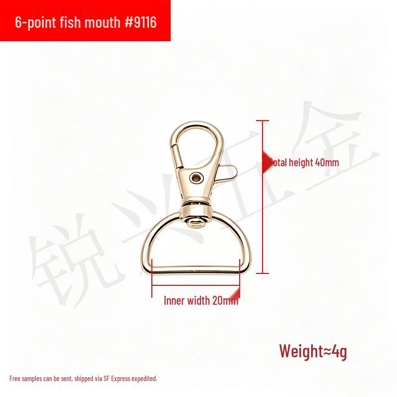 Zinc Alloy Fish Mouth Buckle for Dog Luggage, Shoulder Straps, Keychains, and Webbing.