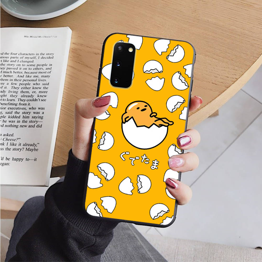 AH37 Lazy Egg Gudetama Schwarze Hülle für Samsung Note 20 Lite S24 Ultra S23 S22 A05 A06 A11 A71 A15 A16 A13 A24 A25 A33 A52 A53 M55 M35 Softhülle