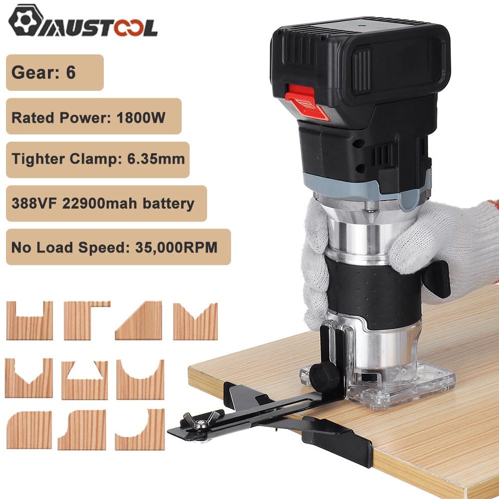 6 Gear Brushless Cordless Electric Trimmer Wood Router Engraving Slotting Machine Wood Milling Cutter for Makita 18V