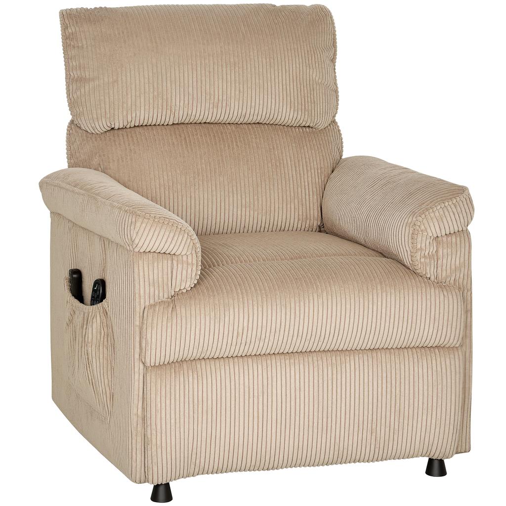 Corduroy Electric Massage Recliner - Brown
