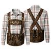Men’s 3D Printed Plaid Long Sleeve Button Down Shirt with Classic Collar Relaxed Fit for Festival Party Outdoor Casual Wear