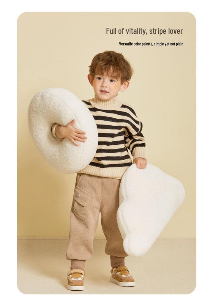 Boys' and Girls' Fleece-Lined Half-High Collar Sweater: Autumn/Winter Korean Style Warm Knitwear