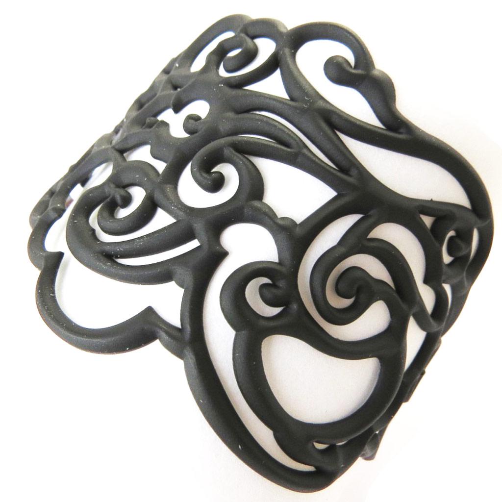 Les Trésors De Lily [P0693] - Black 'Batucada' Designer Bracelet (Clouds)